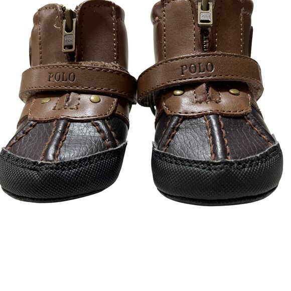 Polo Ralph Lauren Layette Baby Conquered Boot Crib 3 Leather Synthetic Upper - Picture 3 of 8
